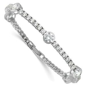 Sterling Silver Rhodium-plated Cubic Zirconia Tennis Bracelet